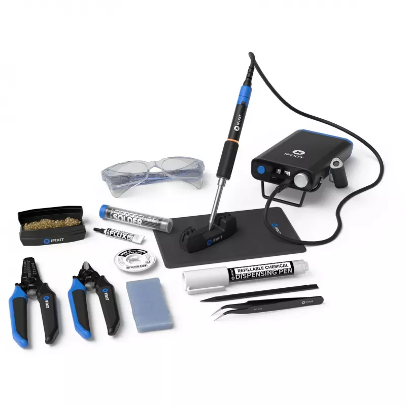 iFixit FixHub Soldering Toolkit kompletny zestaw lutowniczy do każdego projektu, zawiera stację zasilającą i inteligentną lutownicę