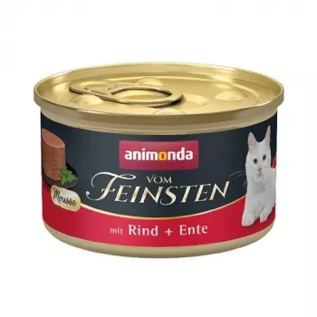 Mokra karma dla kota animonda Vom Feinsten Mousse Wołowina i kaczka 85 g, białko 11%, tłuszcz 7%, wilgotność 78%