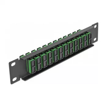 Fiber Optic Patch Panel DeLOCK 10 inch 12 Port SC Duplex zielony 1U Czarny