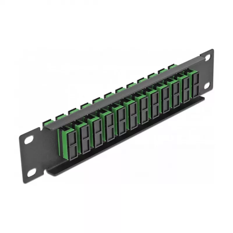 Fiber Optic Patch Panel DeLOCK 10 inch 12 Port SC Duplex zielony 1U Czarny