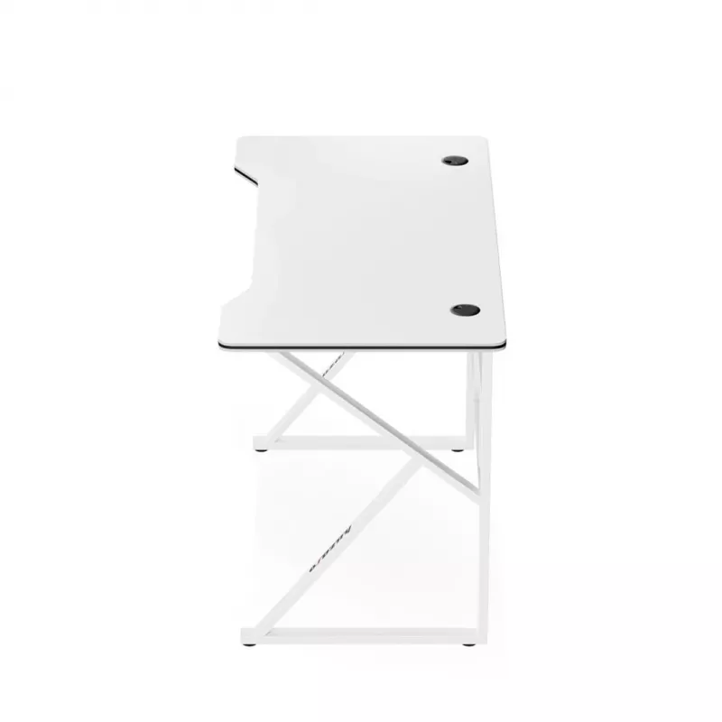 Biurko gamingowe huzaro Hero 1.6 biały — prosty blat MDF/węglowy 1200×600 mm, metalowa rama, wysokość 750 mm
