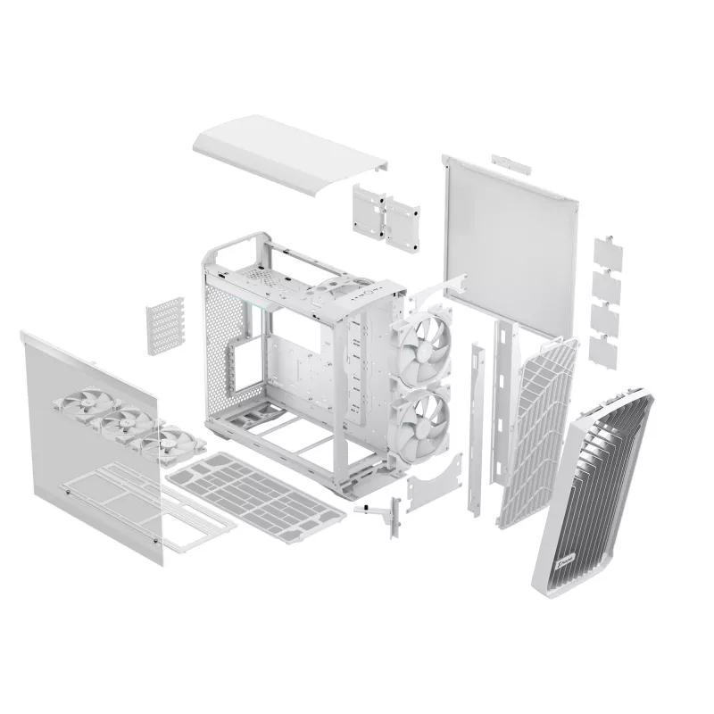 Obudowa PC Fractal Design Torrent White — obsługuje ATX, EATX, microATX, ITX; 2x wentylatory 180 mm z przodu; zatoki 2,5 cala/3,5 cala