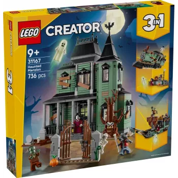 Zabawka konstrukcyjna LEGO Creator 3-w-1 Nawiedzony dom model 31167 — 736 elementów, 3 konstrukcje, 5 minifigurek