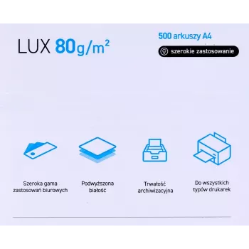 Papier ksero biurowy POLLUX (A4; 80g/m²; 500 arkuszy; biały, matowy)