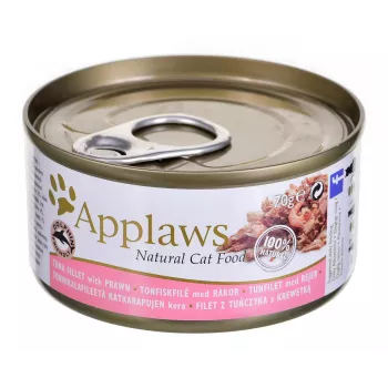 APPLAWS Filet z tuńczyka z krewetką w bulionie - mokra karma dla kota - 70g