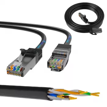 Kabel krosowy LAN Extralink Cat5e FTP 1 m, ekranowany F/UTP, RJ-45 do RJ-45, czarny