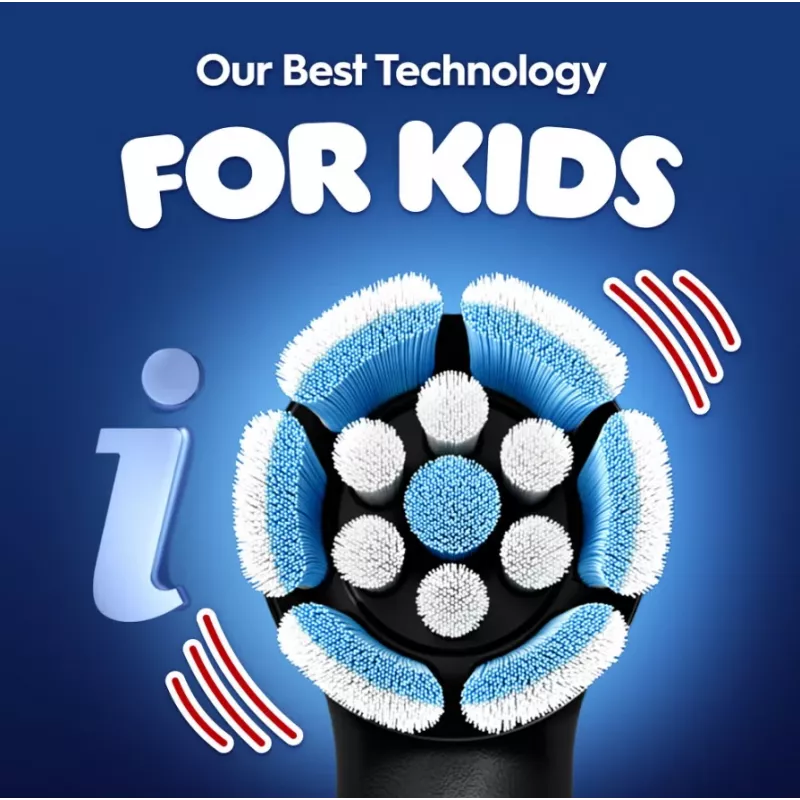 Szczoteczka elektryczna BRAUN Oral‑B iO Kids Marvel Spiderman — akumulatorowa, 3 tryby, 2‑minutowy muzyczny timer, etui podróżne, 1 końcówka, litowo‑jonowa