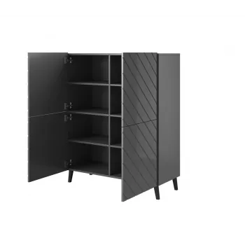 Shelving unit ABETO 100.5 x 40 x 121.5 cm grafitowy/połysk grafitowy