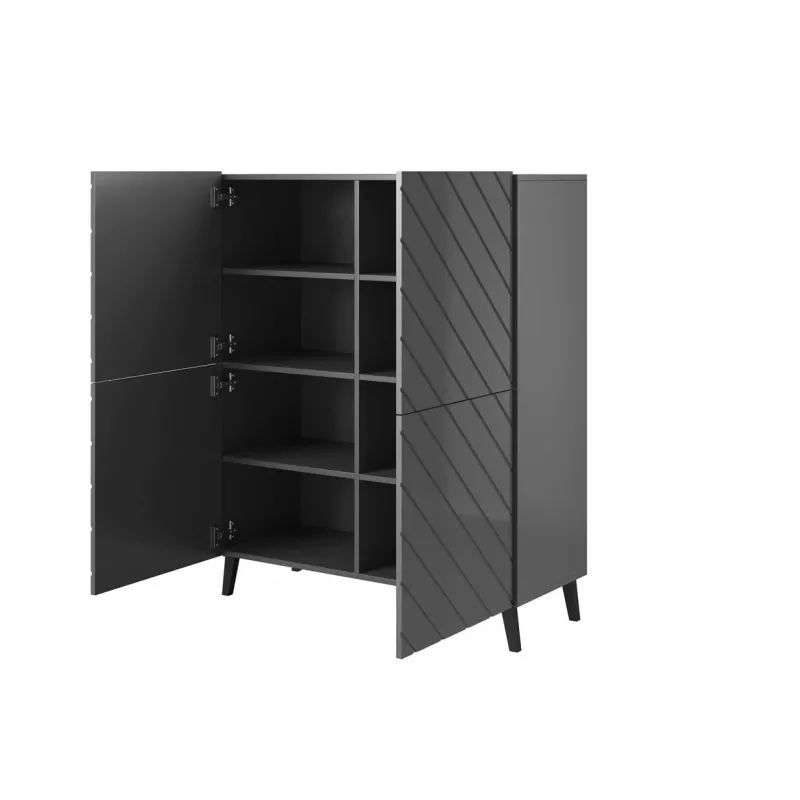 Shelving unit ABETO 100.5 x 40 x 121.5 cm grafitowy/połysk grafitowy