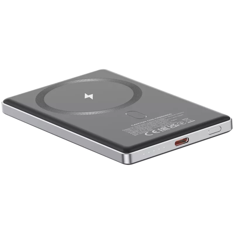 Canyon OnPower 505 - Powerbank - 5.000 mAh - wejście USB-C - wyjście USB-C PD 20W + ładowanie bezprzewodowe MagSafe 1