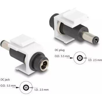 DeLOCK Keystone Module DC 5.5 x 2.5 mm żeński na męski biały