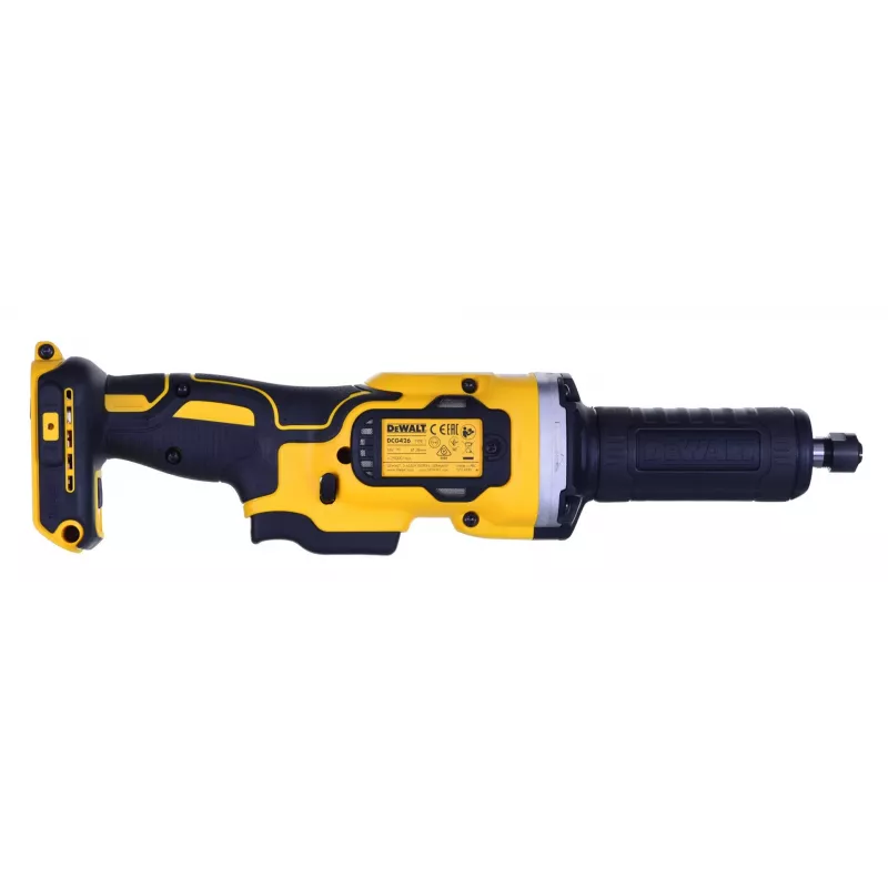Prosta szlifierka trzpieniowa DeWALT DCG426N-XJ, akumulator 18 V, 5000–25000 obr./min, tulejka zaciskowa Ø do 6 mm, moc wyjściowa 760 W, 1,19 kg