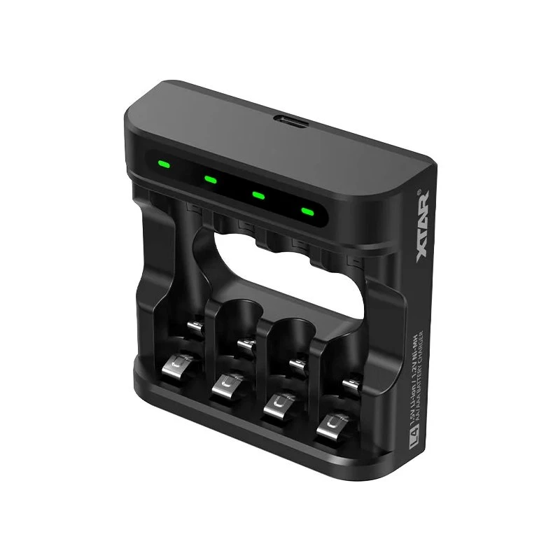Ładowarka do akumulatorów XTAR 4-kanałowa do AA/AAA (Li-ion, NiMH) USB-C, wskaźniki LED, czarna