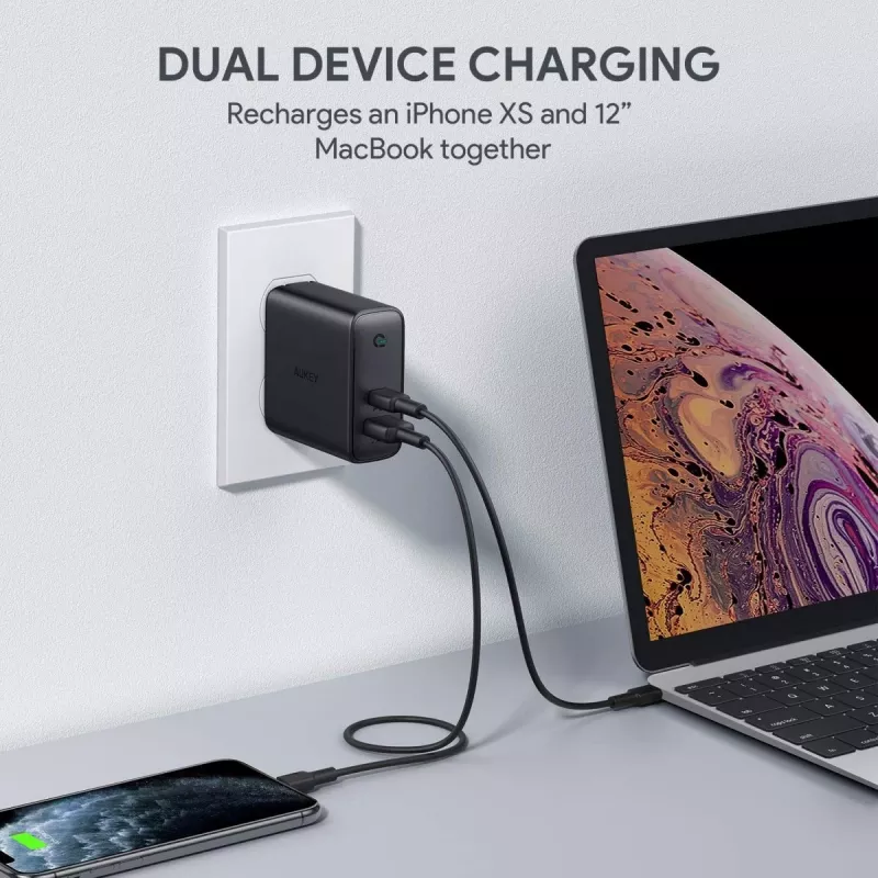 Ładowarka ścienna PA-D3 2xUSB Power Delivery (1xUSB+1xUSB C) 5,4A 60W Dynamic Detect