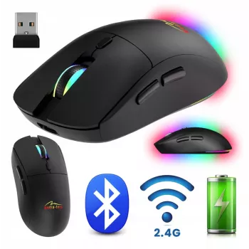 Mysz bezprzewodowa MEDIA-TECH MT1124 BT/RF Silent & Recharge — symetryczna, 3200 DPI, Bluetooth + USB 2,4 GHz, 6 przycisków, akumulatorowa