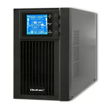 Qoltec 53042 zasilacz awaryjny (UPS) Online (podwójna konwersja) 1 kVA 800 W 2 gniazda wyjściowe AC