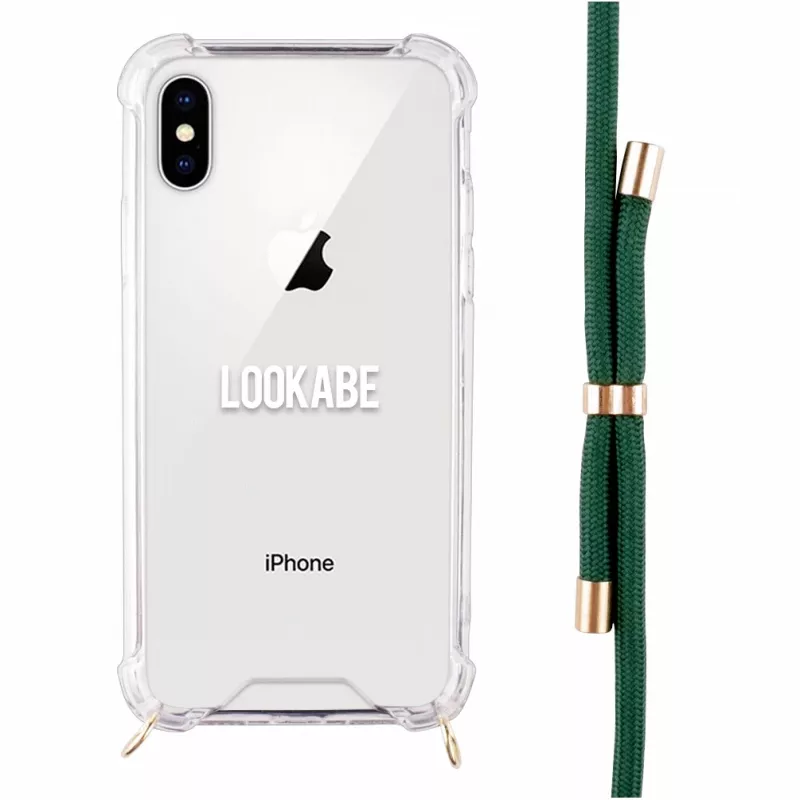 Etui na telefon na szyję Lookabe do iPhone X / Xs — złote z zielonym paskiem
