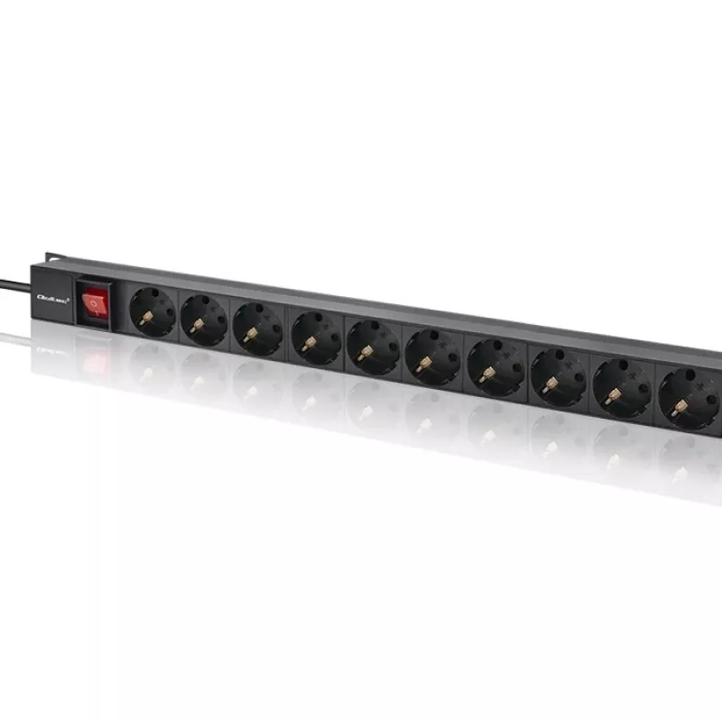 Aluminiowa listwa zasilająca Qoltec do szafy RACK | 16A | 16 x Schuko | pionowa | 1,8 m