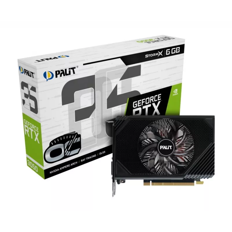 Karta graficzna PALIT GeForce RTX 3050 StormX OC — 6 GB GDDR6, 96-bit, PCIe 4.0, chłodzenie aktywne
