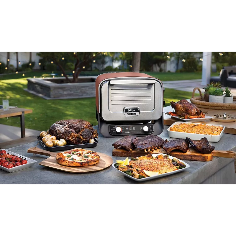 Ninja OO101EU grill ogrodowy/barbecue elektryczny + węglowy czarny, czerwony, srebrny 2400 W