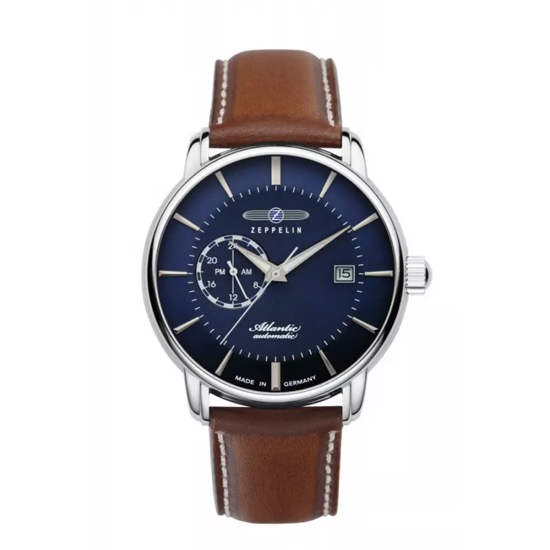 Zegarek naręczny Zeppelin 84703 Automatic, niebieska tarcza, koperta i bransoleta ze stali nierdzewnej