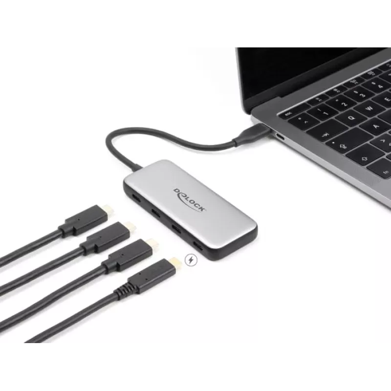 DeLOCK 64261 USB 3.2 Gen 1 Type-C Hub 10000 Mbit/s Czarny Szary