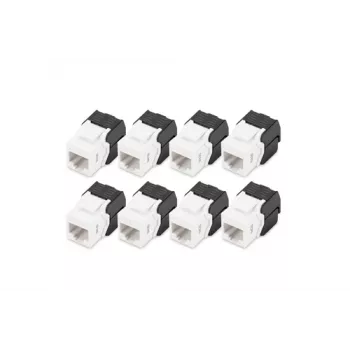 Digitus CAT 6 Keystone Jack nieekranowany 8 sztuk Płaskie Biały Czarny RJ-45