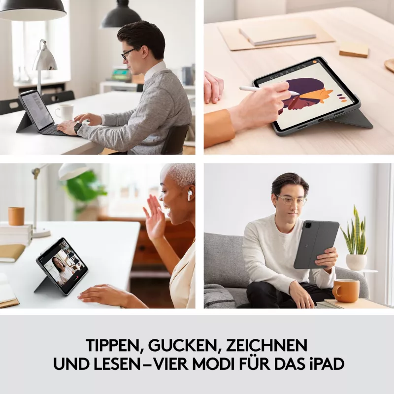 Etui z klawiaturą Combo Touch US iPad Pro 11 1,2,3 Gen szary