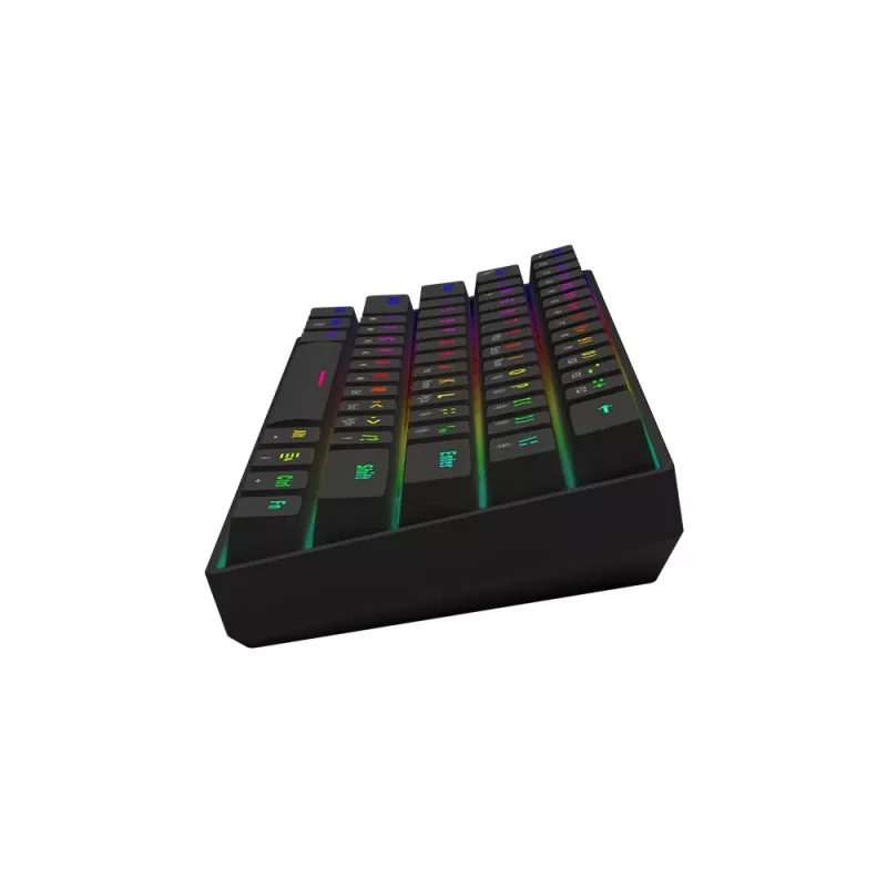 Mechaniczna klawiatura gamingowa SAVIO CzarnyOUT X2 PEACH — 61 klawiszy 60% QWERTY, RGB LED, hot-swap, USB Typ-A/Typ-C, odłączany kabel