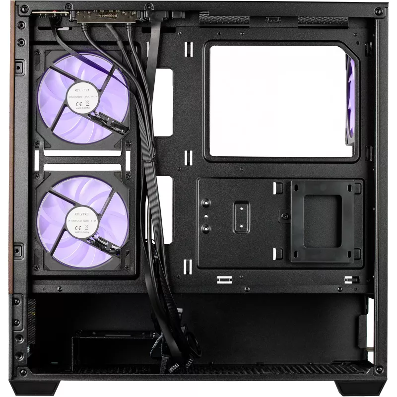 Cooler Master Elite 690 Obudowa PC, Midi-Tower, ATX, szkło hartowane - 4x wentylator ARGB, drewno, czarny