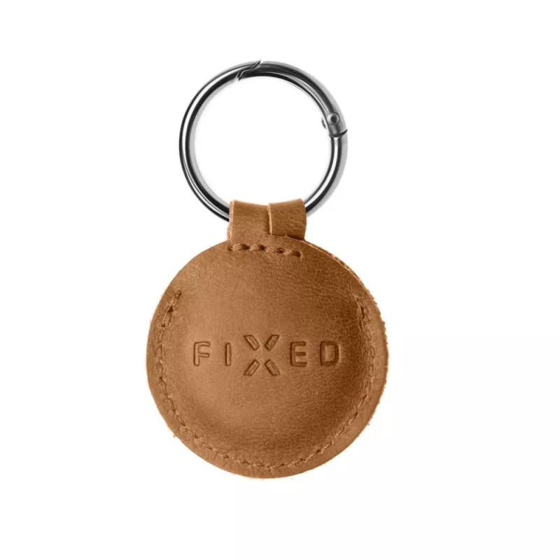 Etui na AirTag FIXED FIXWAT-C2-BRW z naturalnej skóry bydlęcej, brązowe — ochronny skórzany uchwyt do Apple AirTag
