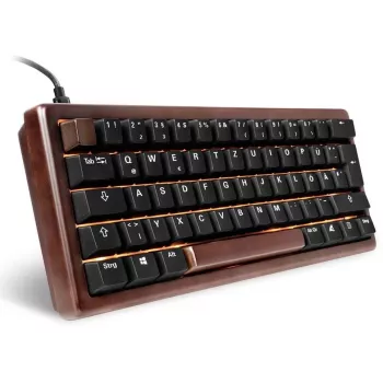 Klawiatura Sharkoon 100068100 biurowa USB QWERTZ niemiecka drewno 61 klawiszy RGB LED