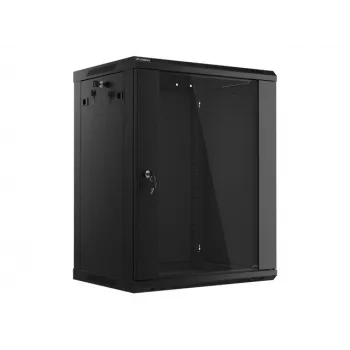 Lanberg naścienna szafa instalacyjna rack 19'' 15U 600x450mm czarna (drzwi szklane)
