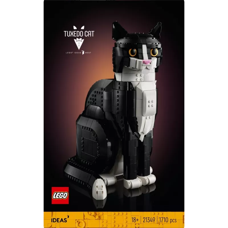 LEGO set Ideas 21349 Tuxedo Cat zestaw konstrukcyjny — kolekcjonerski model z klocków, element dekoracyjny