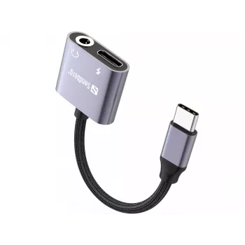 Adapter audio USB-C SANDBERG PD65W 136-67 z przelotowym zasilaniem USB-C PD