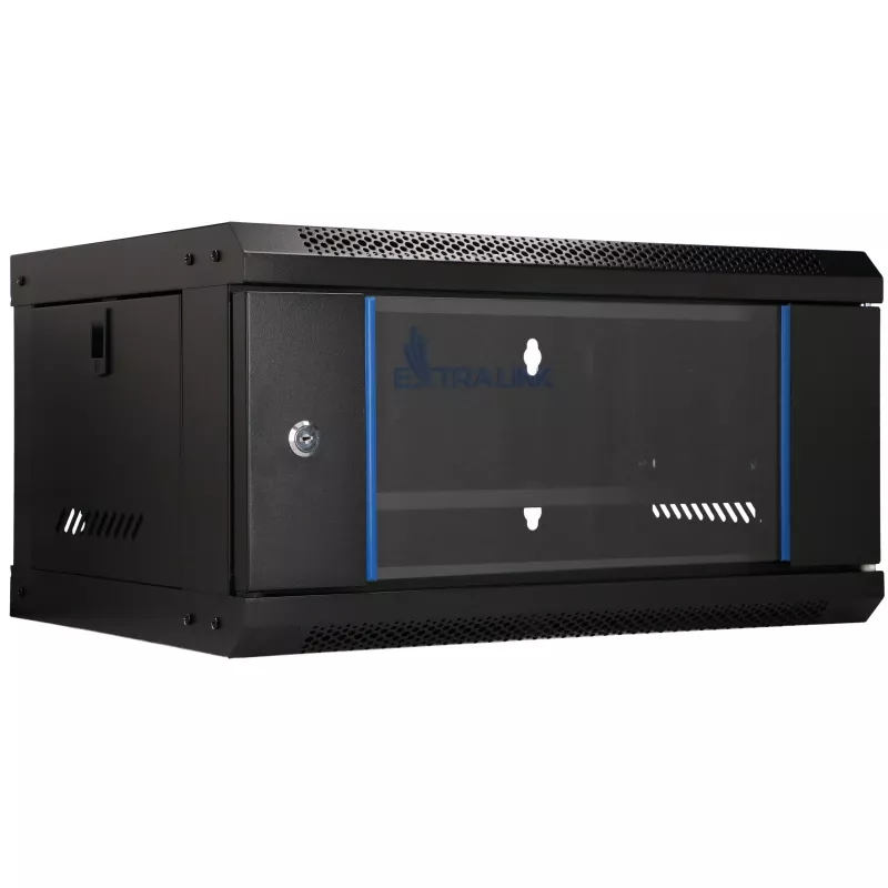 EXTRALINK LITE 4U 530X400 SZAFKA RACK NA ŚCIANĘ CZARNA Z PÓŁKĄ
