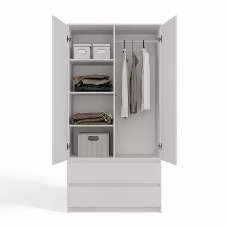 Szafa Top E Shop SZAFA MALWA B 5 półek 2 drzwi uchylne Biała 900×500×1800 mm