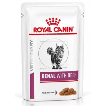 ROYAL CANIN Vet Renal Feline with Beef Mokra karma dla kotów Kawałki w sosie Kurczak, Wieprzowina, Wołowina 12x85 g