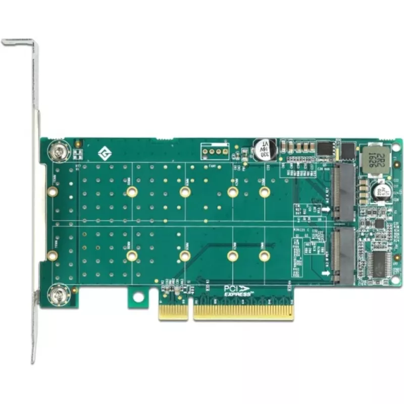 Karta DeLOCK PCI Express x8 na 2 wewnętrzne złącza NVMe M.2 Key M z obsługą bifurkacji, niskoprofilowa