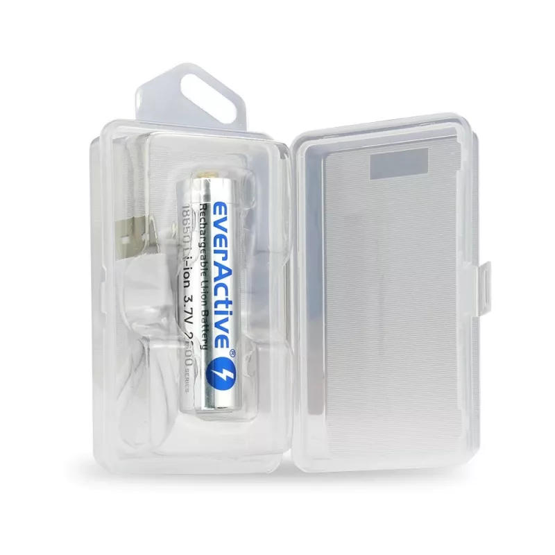 bateria everActive 18650 3.7V Li-ion 2600mAh micro USB with protection BOX
