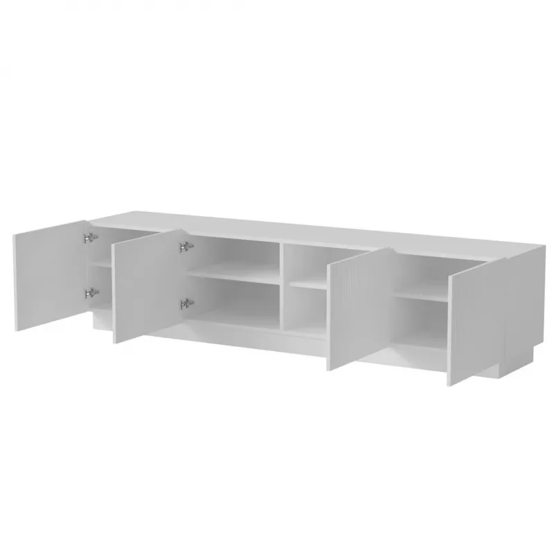 Szafka RTV cama meble LIVERTI 2000x420x480 mm, biała, blat z płyty wiórowej
