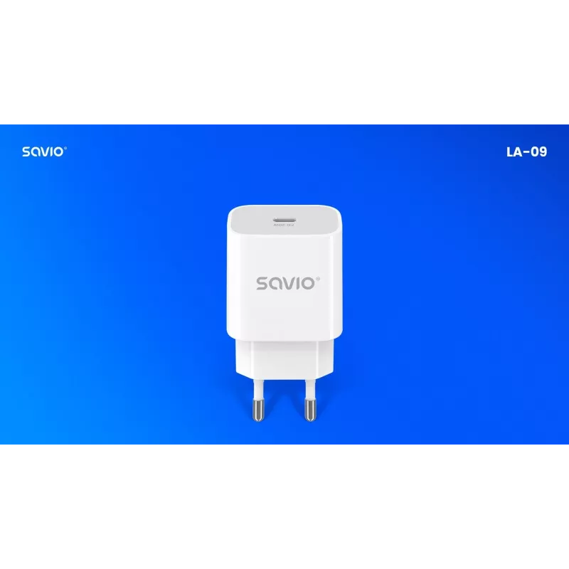 Ładowarka ścienna 20W LA-09 USB-C QC, PD 3.0 Savio SAVLA-09
