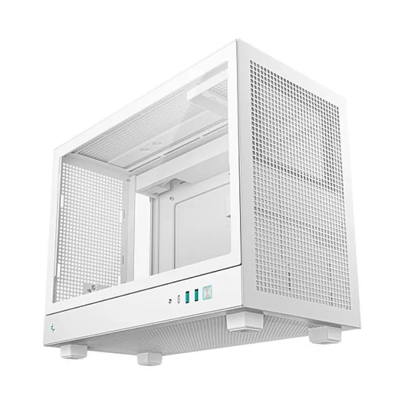 Obudowa komputerowa DeepCool CH160 PLUS WH Small Form Factor biała, microATX, szkło hartowane, USB-C