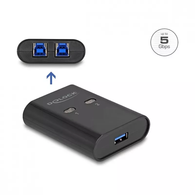 DeLOCK USB Switch 2 PC to 1 Device 5 Gbps Czarny