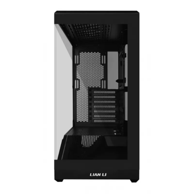 Obudowa PC Lian Li Vector V100 Midi Tower — Czarna z przezroczystym panelem, obsługa 3×120 mm wentylatorów bocznych + 1×120 mm tylnego, HDD 3,5 cala, SSD 2,5 cala, 235,5×446×484,6 mm