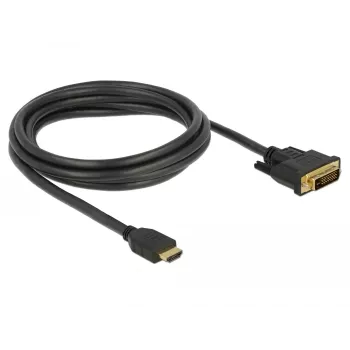 DeLOCK - Kabel wideo - HDMI / DVI - DVI-D (M) na HDMI (M) - 2,0 m - potrójna izolacja - czarny - śruby motylkowe (85654)
