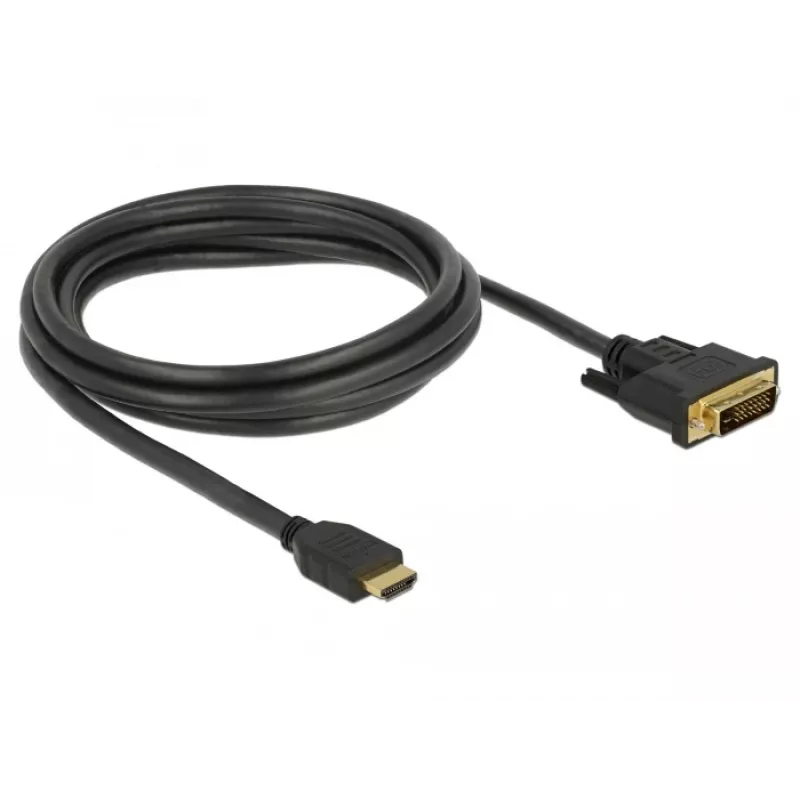 DeLOCK - Kabel wideo - HDMI / DVI - DVI-D (M) na HDMI (M) - 2,0 m - potrójna izolacja - czarny - śruby motylkowe (85654)