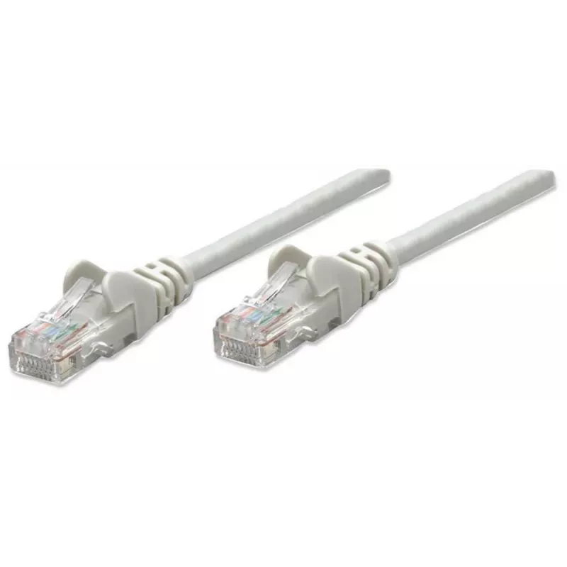 Kabel krosowy sieciowy Intellinet, Kat.6, 0,5 m, szary, CCA, U/UTP, PVC, RJ45, pozłacane styki, zabezpieczenie przed zaczepianiem, odciążka, dożywotnia gwarancja
