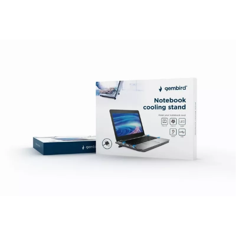 Podstawka pod laptopa Gembird NBS-1F15-04 do laptopów do 15 cali, czarna, ABS, 330×250×25 mm
