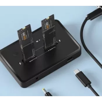 GEMBIRD stacjonarny dual-drive USB Type-C M.2 NVMe i SATA SSD stacja dokująca DD2-U3M2, obsługuje M.2 2242, 20 Gbit/s, RTL9210B